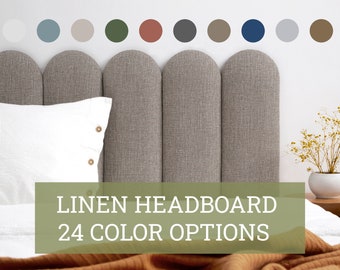 Linen Finger Headboard Panel • Round Finished Upholstered Soft Wall Panel • 24 Color Options • Simple Installation •• All Bed Sizes