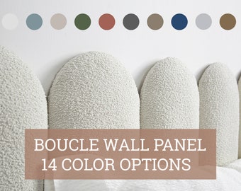 Finger Boucle Wall Panel • Upholstered Soft Round Finish Wall Panel • 14 Color Options • Simple Installation •• All Bed Sizes