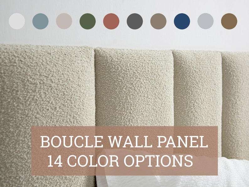 Upholstered Wall Panel Boucle Boho Wall Panel 14 Color Options Textured Boucle Soft Fabric Simple Installation All Sizes image 1