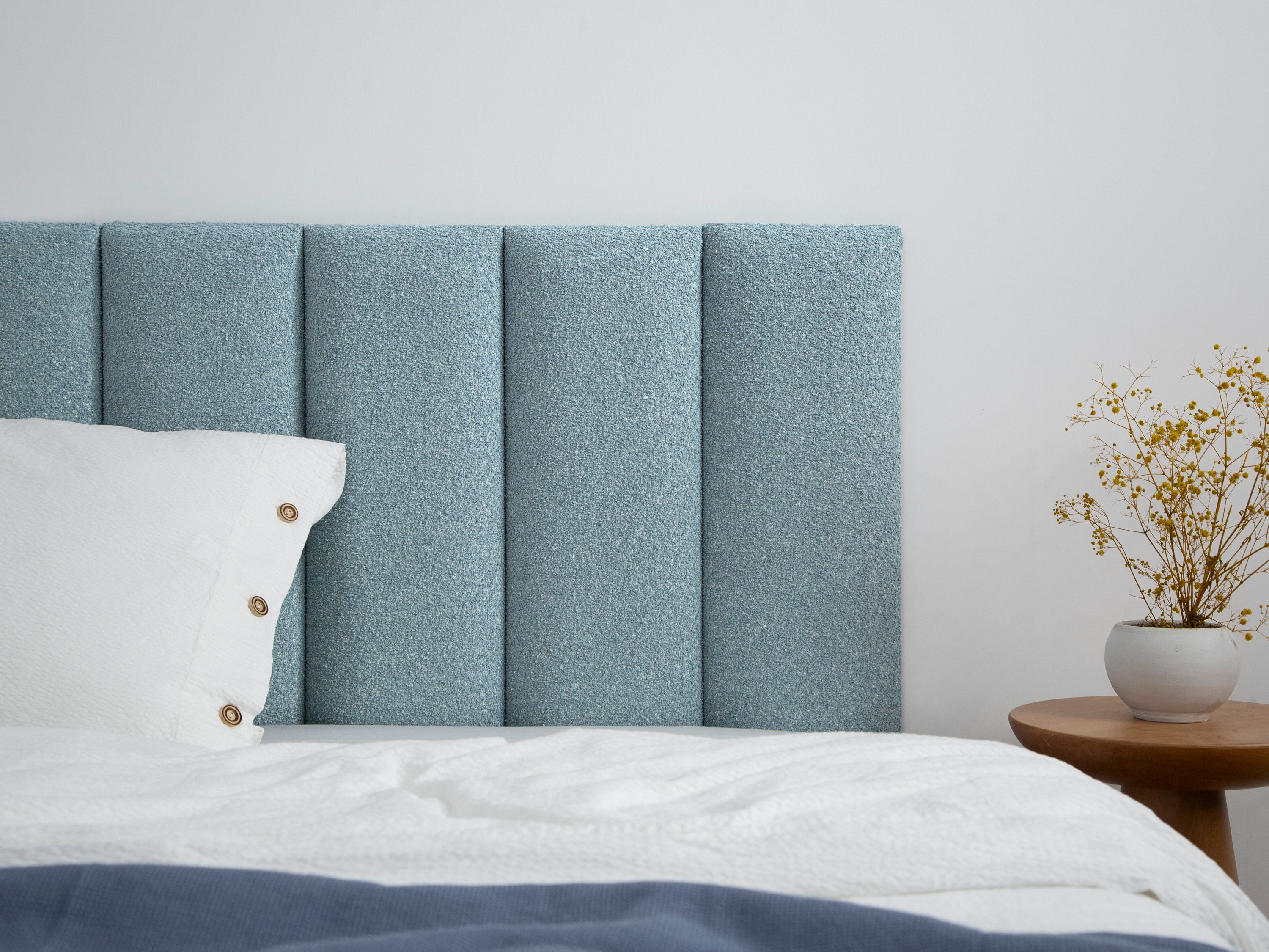 Light Blue Boucle Wall Panel Textured Upholstered Soft Headboard Boho ...