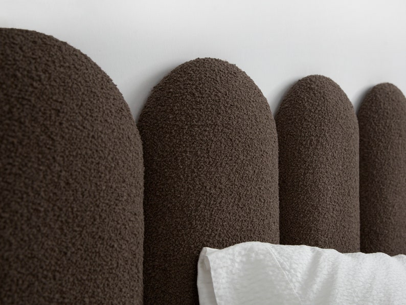 Dark Brown Bouclé Headboard Panel: Upholstered Wall Decor - Etsy