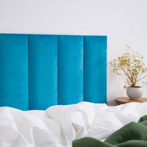 Baby Blue Velvet Headboard Panel: Upholstered Padded Wall Decor