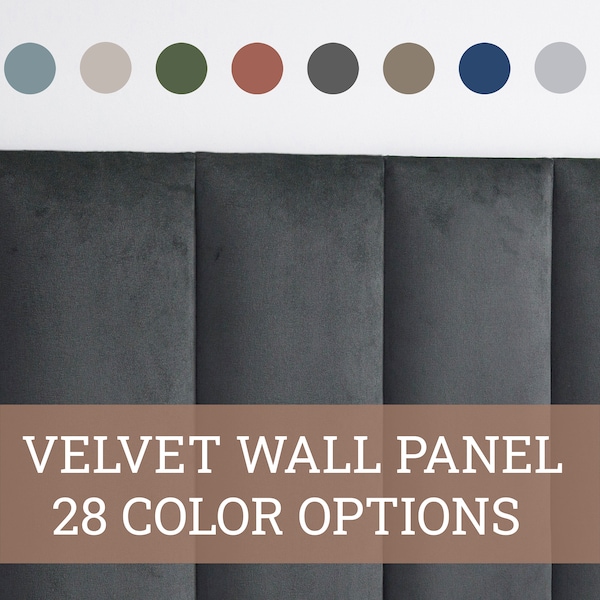 Velvet Wall Panel • Rectangular Velvet Upholstered Soft Wall Panel • 28 Color Options • Simple Installation • Width x Height •• All Sizes