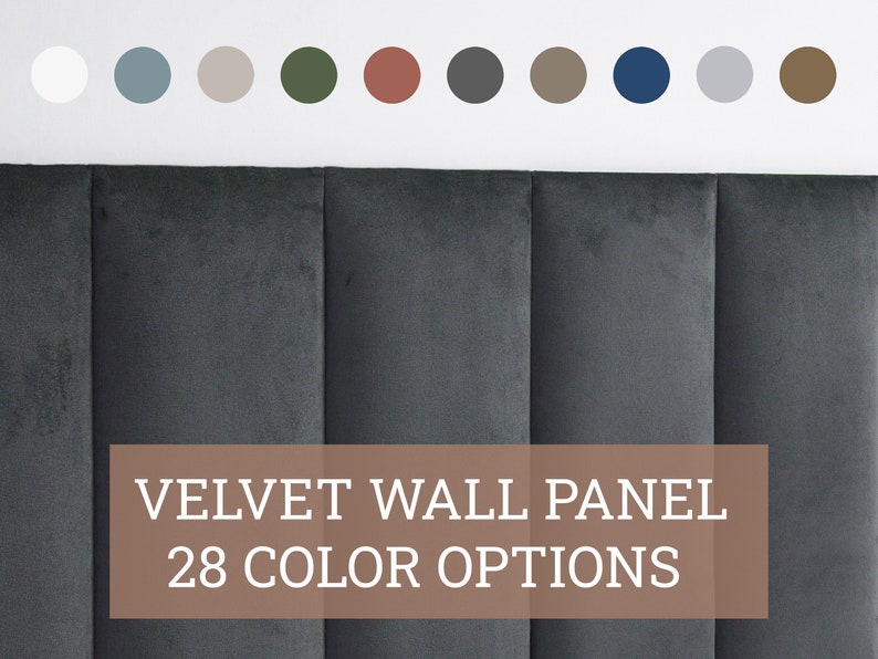 Velvet Wall Panel Rectangular Velvet Upholstered Soft Wall Panel 28 Color Options Simple Installation Width x Height All Sizes image 1