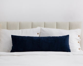 Housse de coussin longue bleu marine • Housse de coussin lombaire extra longue bleu marine • Oreiller de corps surdimensionné bleu foncé • Tissu épais et doux •• Toutes les tailles