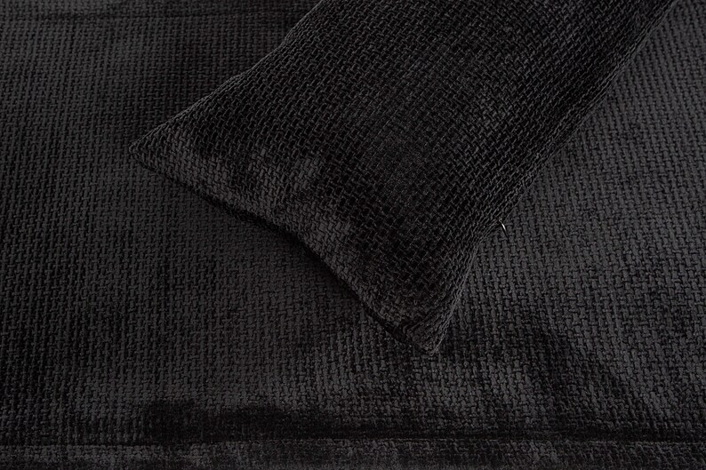 Black Bed Runner Set Textured Bed Runner Black Boho Long Lumbar Pillow