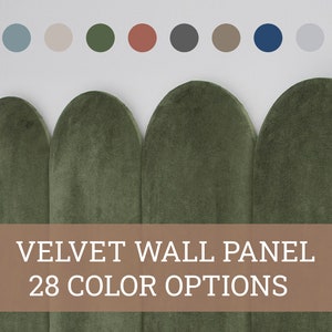 Finger Velvet Wall Panel • Round Finish Upholstered Soft Velvet Wall Panel • 28 Color Options • Simple Installation •• All Sizes