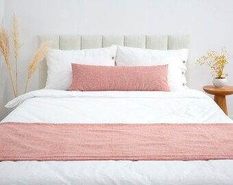 Blush Bed Throw Set • Linen Soft Bed Runner • Blush Pink Bed Runner and Lumbar Pillow Cover • Bedroom Decor •• All Sizes