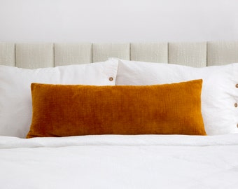 Orange Lumbar Pillow Cover • Deep Orange Extra Long Pillow Cover • Oversized Body Pillow Cover • Textured Thick Soft Fabric  •• All Sizes