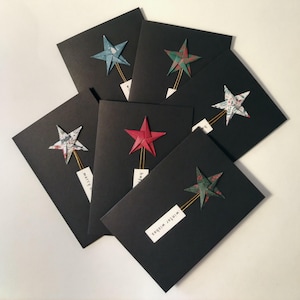 6er Pack Handgemachte Weihnachtskarten | A6 Origami Sternkarten mit Umschlägen