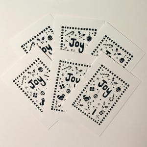 Paquete de 6 tarjetas navideñas impresas a mano / Tarjetas con impresión en linóleo A6 con sobres