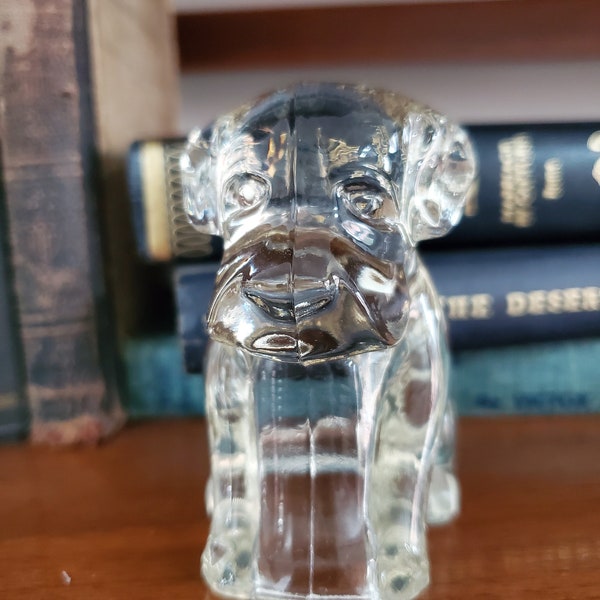Vintage Federal Glass Puppy Dog Figurines, Collectible Glass, Pressed Glass Puppy Candy Jar