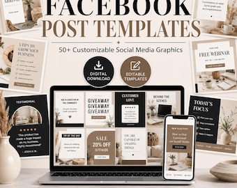 Plantillas para publicaciones de Facebook: Más de 50 gráficos personalizables para redes sociales (descarga digital)