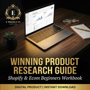 Guía para la investigación de productos exitosos / Cuaderno de trabajo para principiantes en Shopify y comercio electrónico / Descarga en PDF