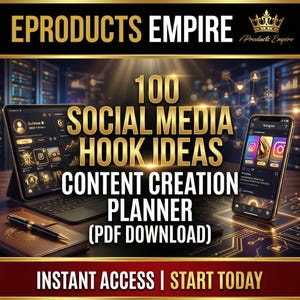 100 Social Media Hook Ideas: Content Creation Planner (PDF Download)