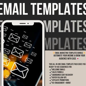 Lot de modèles d&#39;email marketing, newsletter modifiable, modèles d&#39;emails de bienvenue et de vente Canva pour la croissance des petites entreprises, guide de marketing par email