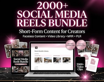 2000+ Social Media Reels Bundle, Faceless Video Content, Instagram Reels, TikTok Videos, MRR PLR Digital Download