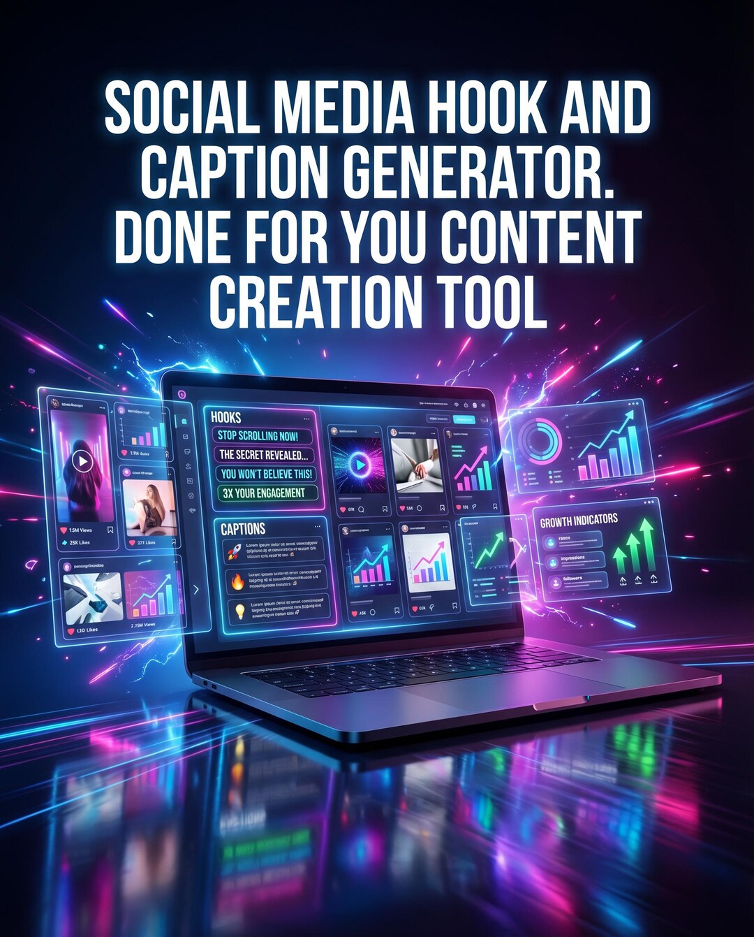 Social Media Hook and Caption Generator | Done for You Content Creation ...