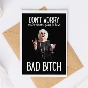 Bad Bitch Sassy グリーティング カード、楽しい誕生日カード、親友カード、ユーモアのあるカード、お祝いカード、1 枚、10 枚、30 枚、または 50 枚パック