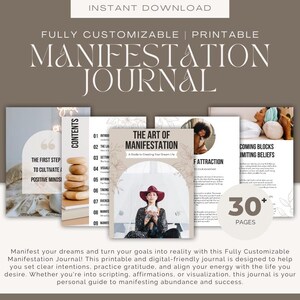 Manifestation Journal - Fully Customizable & Printable 30+ Pages for Intentions, Goals, and Affirmations
