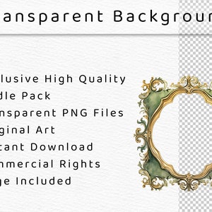 Gold and Green Frames Clipart Victorian Era Rococo Frames Baroque ...