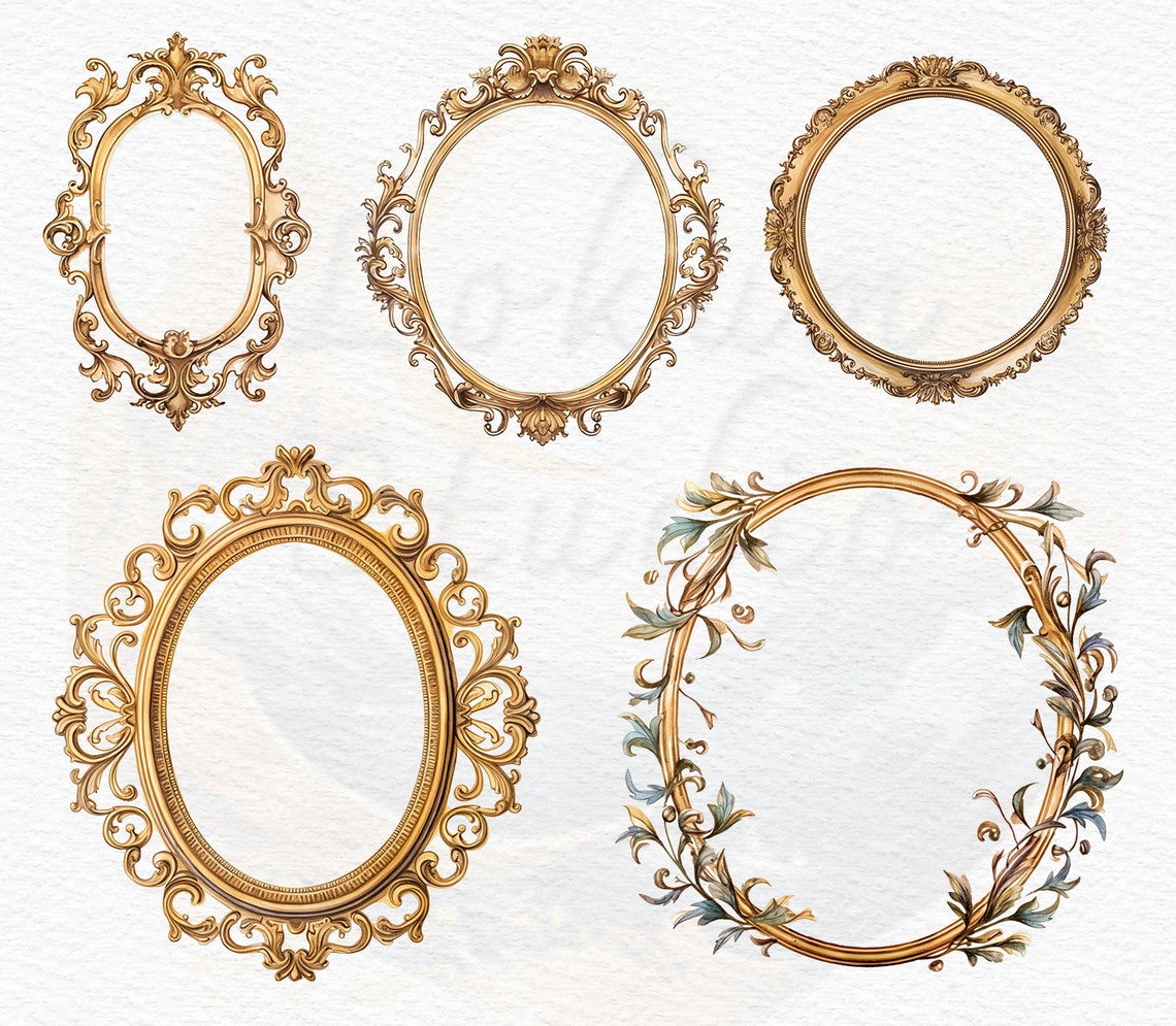 Antique Gold Frames Clipart Victorian Era Rococo Baroque Vintage Clip ...