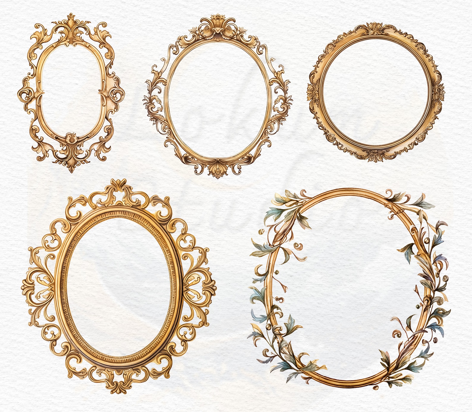 Antique Gold Frames Clipart Victorian Era Rococo Baroque Vintage Clip ...