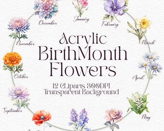 Birthmonth Clipart Bundle Png Artful Clip Art birthflowers Florall Clipart Florale Birth Month Floral ScrapBook BirthdayFlowers Bundle