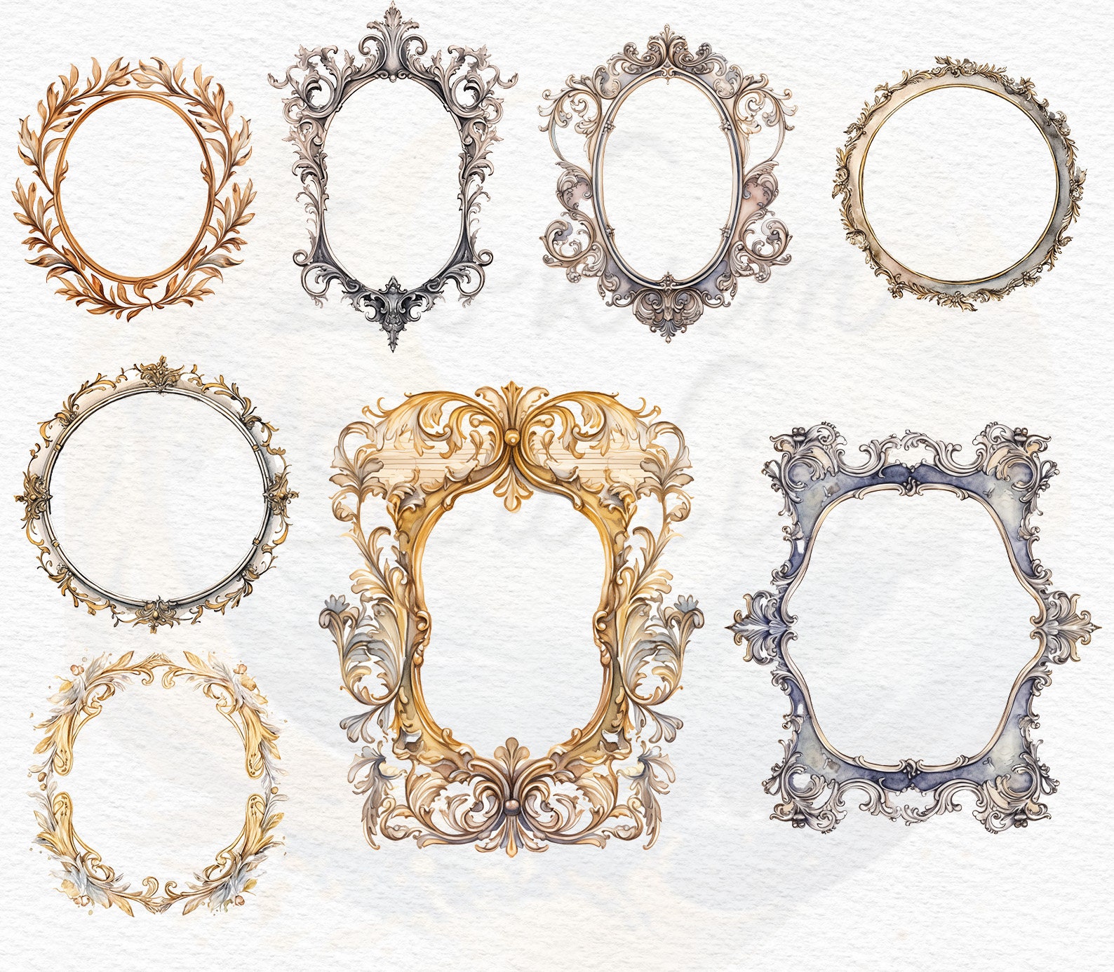 Antique Gold Frames Clipart Victorian Era Rococo Baroque Vintage Clip ...