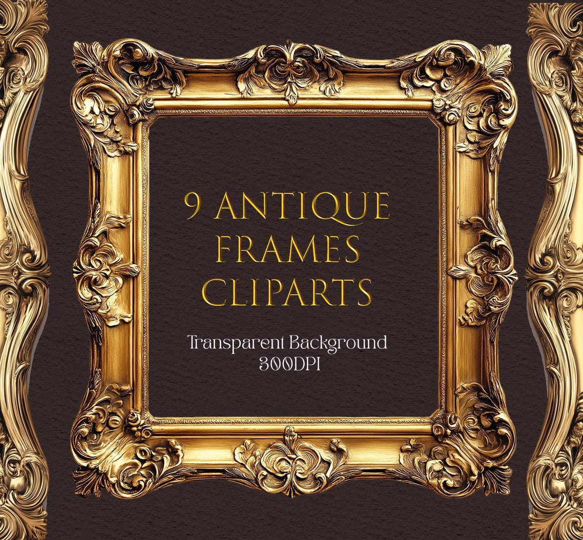 Printable Antique Gold Frames Clipart Victorian Era Rococo Silver ...