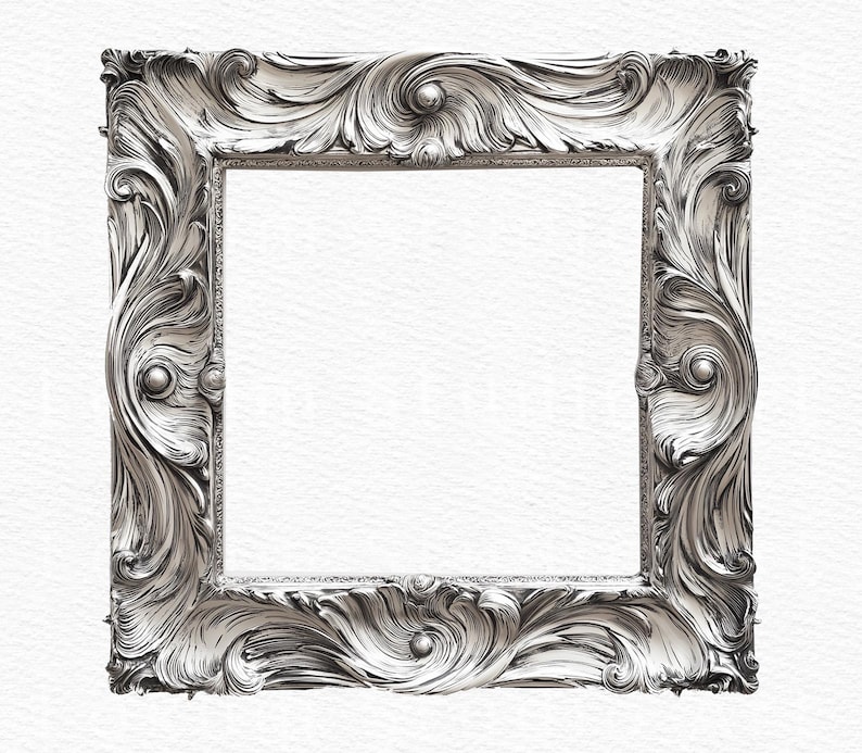 Printable Antique Gold Frames Clipart Victorian Era Rococo Silver ...