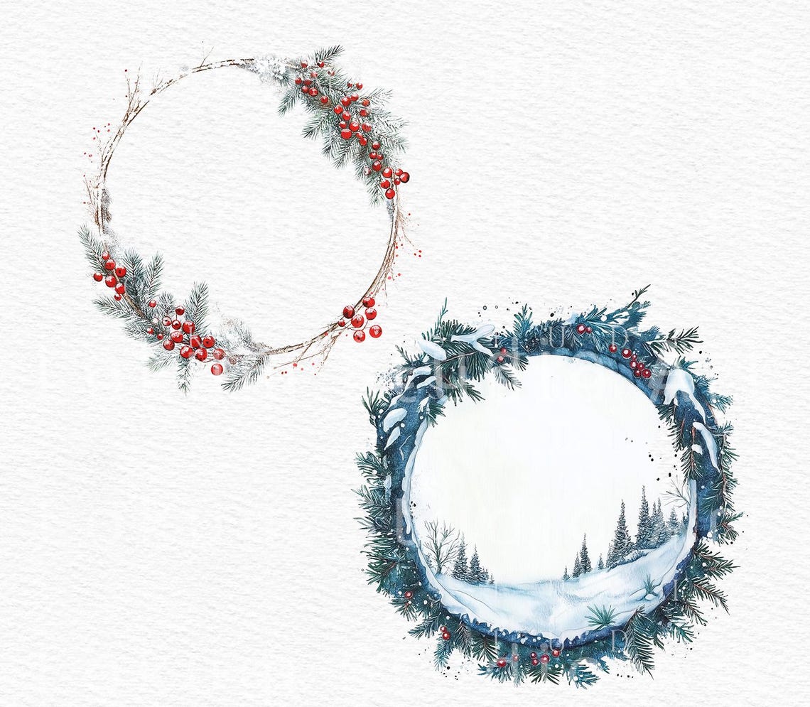 Christmas Winter Frames Clipart Festive Ornaments Cozy Winter Vintage ...