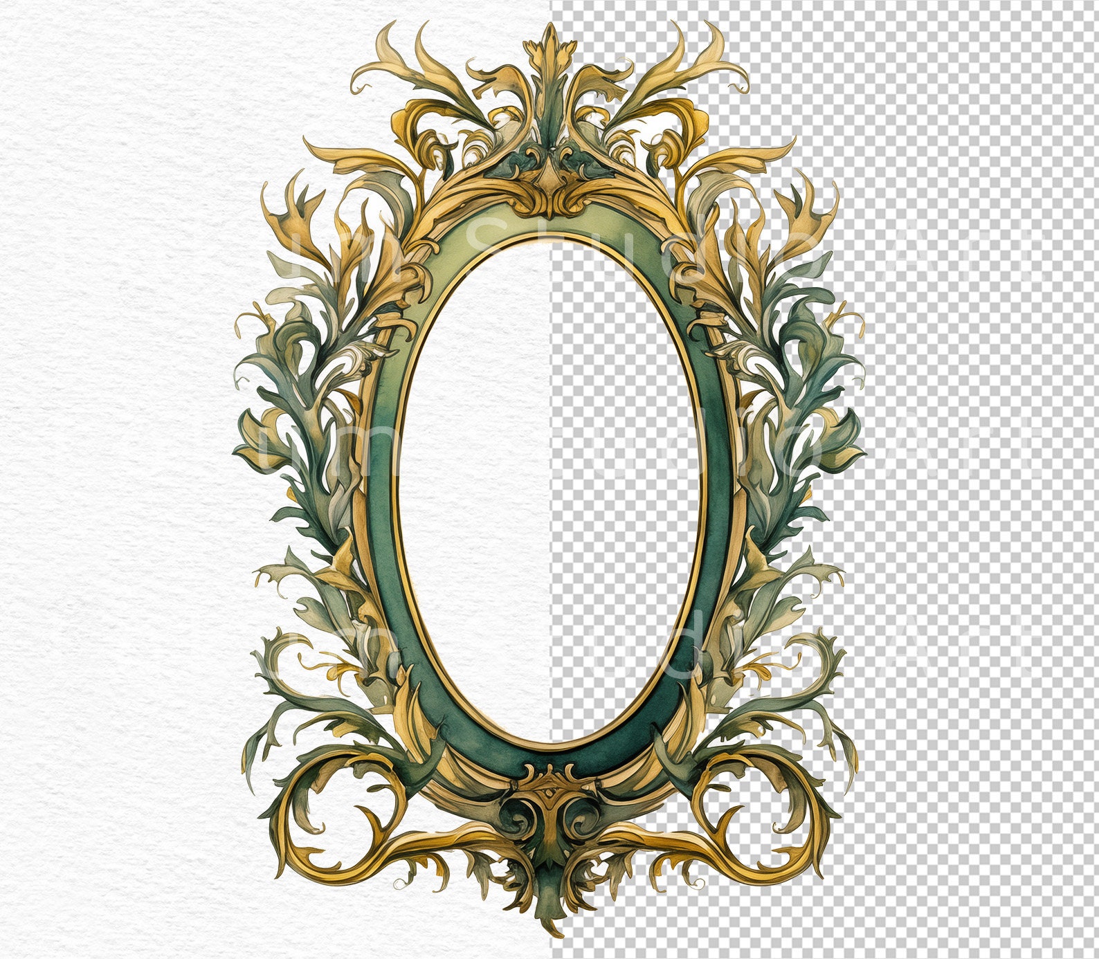 Gold and Green Frames Clipart Victorian Era Rococo Frames Baroque ...