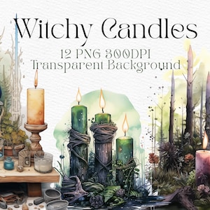 Aquarell Hexe Kerzen Clipart Mystische PNG Kerzen Journal Aquarell Clipart Hexerei Gothic Scrapbooking Papier Handwerk Kartenherstellung