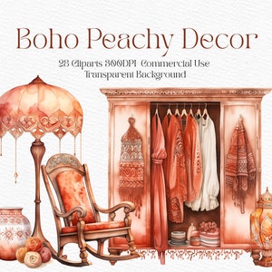 Acquerello Boho accogliente casa PNG Clipart Boho Clipart Kit rustico accogliente casa PNG rustico accogliente Boho PNG stampabile file digitale uso commerciale
