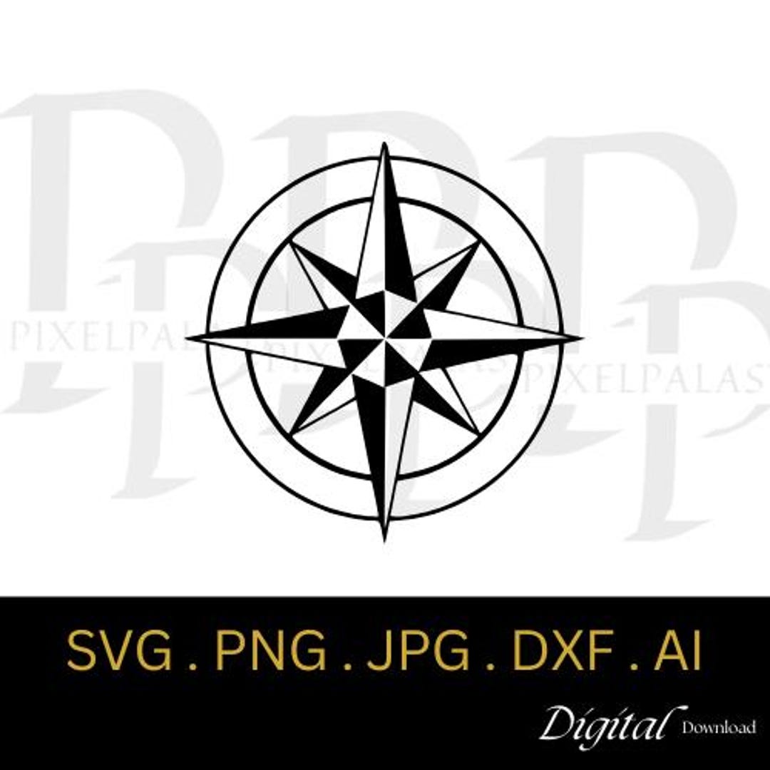 Compass Dxf Simple Compass DIGITAL PRODUCT .svg .png .jpg .dxf . Ai. for Instant Download ...