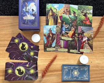 Witch Tarot Cards Deck in a Box with Guide Book •  Divination Cards • Gift For Her • Waterproof Card Game Set  • Tarot Deck Readings Prophet