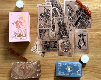 Pink Tarot Cards Deck in a Box with Guide Book •  Divination Cards • Gift For Her • Waterproof Card Game Set  • Tarot Deck Readings Prophet