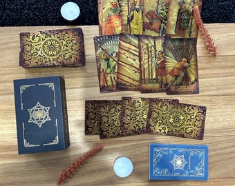 Black Gold Tarot Cards Deck in a Box with Guide Book •  Divination Cards • Gift For Her • Waterproof Card Game Set  • Tarot Deck Readings