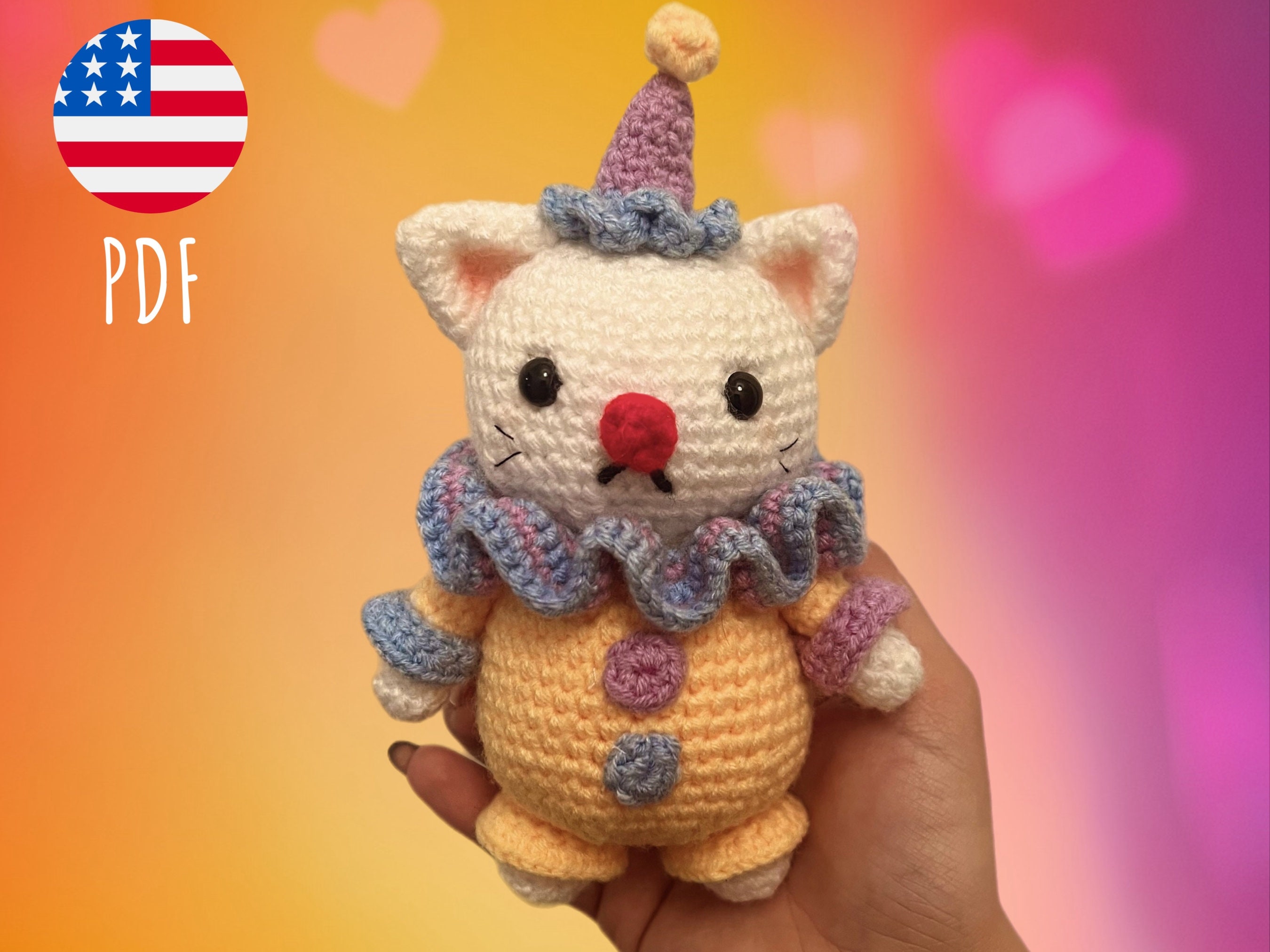 37 Clown Crochet Patterns to Add Color, Character, and Circus Charm 7 Clown Cat Crochet