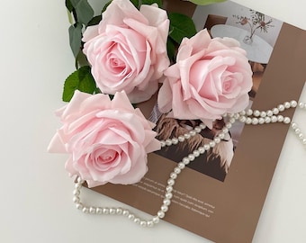 Real Touch Pink Avalanche Rose Stem, Faux Silk Flower, DIY Wedding Decor