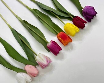 Real Touch Faux Tulip Stems | Artificial Flowers, Set of 7