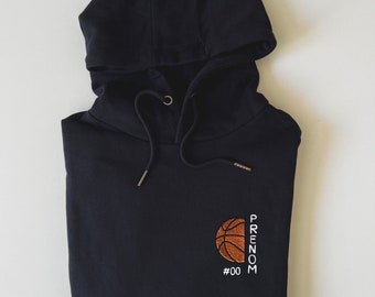 Sweat-shirt Noir Brodé Basket-ball Personnalisé