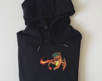 Sweat-shirt Noir Brodé Dracaufeu