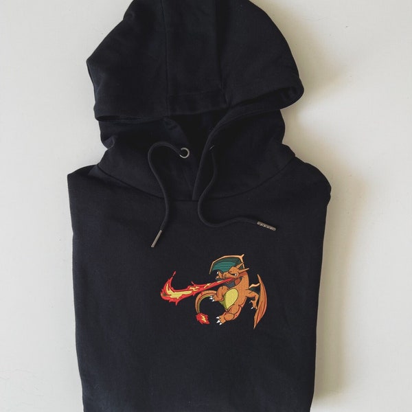 Sweat-shirt Noir Brodé Dracaufeu