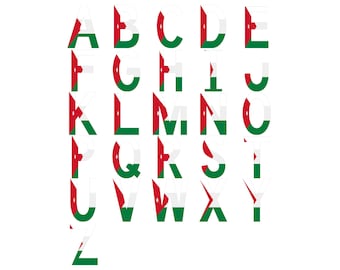 Jordan Flag Font Alphabet, Clipart Letters, Otf Svg Png Dxf Eps Digital Download For Crafting