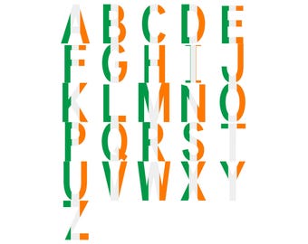 Ireland Flag Font Alphabet, Clipart Letters, Otf Svg Png Dxf Eps Digital Download For Crafting