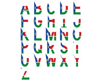 South Sudan Flag Font Alphabet, Clipart Letters, Otf Svg Png Dxf Eps Digital Download For Crafting