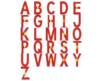 Vietnam Flag Font Alphabet, Clipart Letters, Otf Svg Png Dxf Eps Digital Download For Crafting