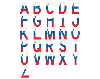 Slovenia Flag Font Alphabet, Clipart Letters, Otf Svg Png Dxf Eps Digital Download For Crafting